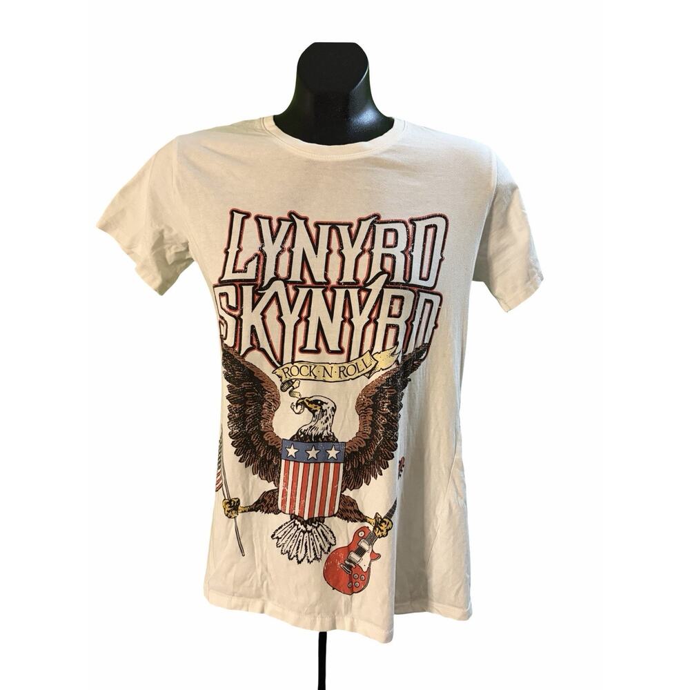 Lynyrd Skynyrd Rock N Roll Graphic Tour T-Shirt White Adult Small S 2019